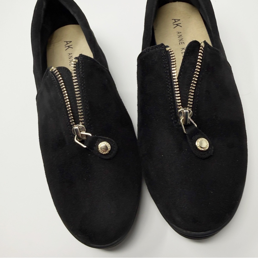 Anne Klein Jada Black Faux Suede Zipper Accent Detail Slip-On Shoes Size 10 - Picture 12 of 13